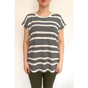 Carly Jean  Women's Striped long‎ T-Shirt Black Casual Spring Size S